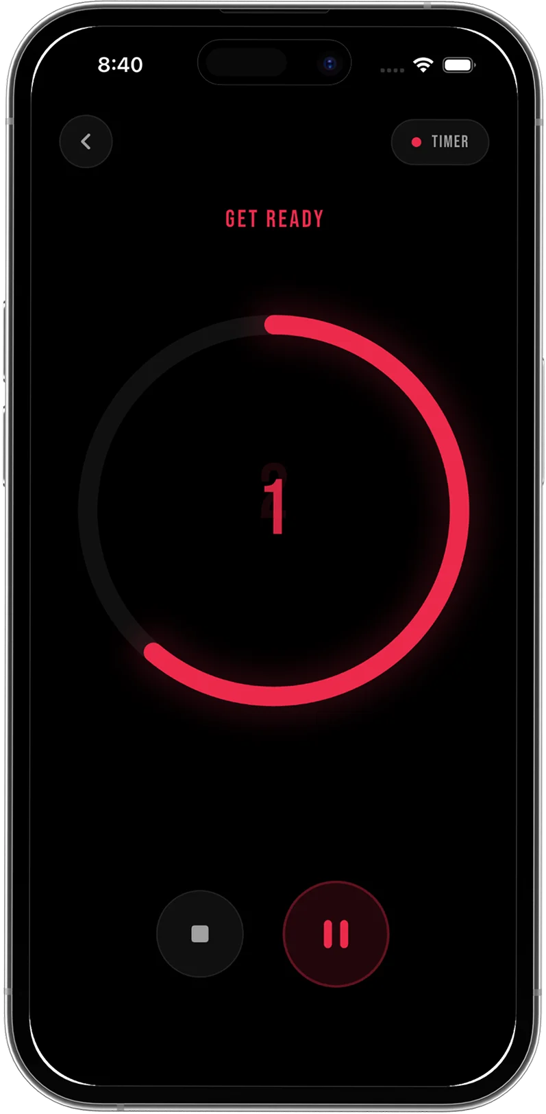 RIFT App Custom Workout Screen